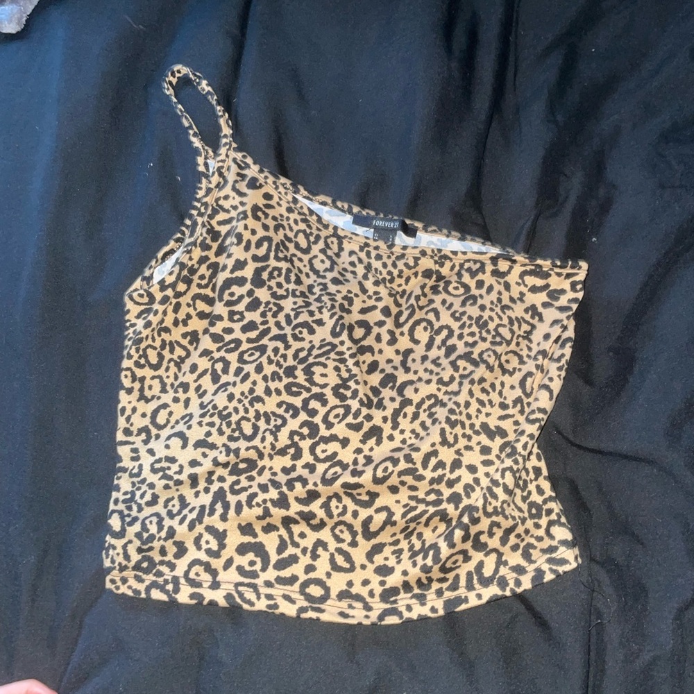 Forever 21 cheetah one shoulder tank. Worn once